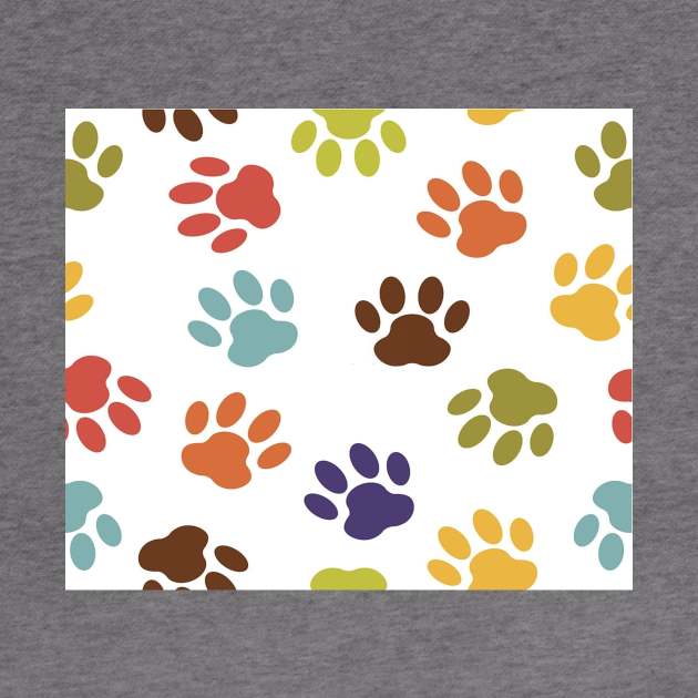 colourful dog paw prints by naturebabylon